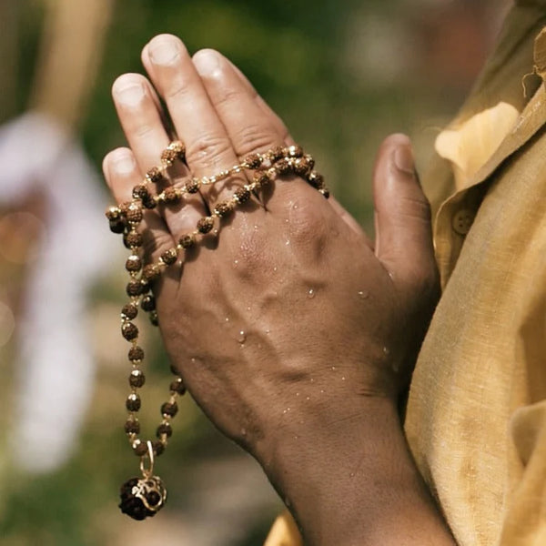 Rudraksha Necklace Om Shree Design Gold Plated Original Nepali